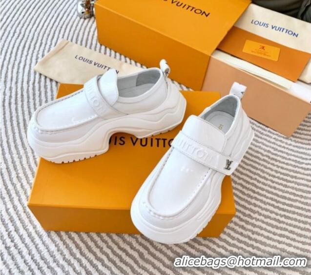 Sophisticated Louis Vuitton LV Archlight 2.0 Platform Loafers in Glazed Leather White 821047