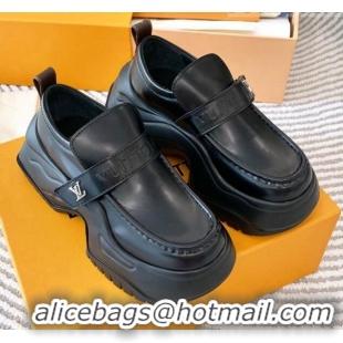 Hot Style Louis Vuitton LV Archlight 2.0 Platform Loafers in Glazed Leather Black 821048