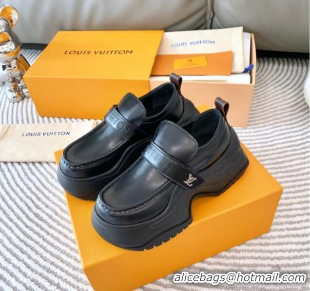 Hot Style Louis Vuitton LV Archlight 2.0 Platform Loafers in Glazed Leather Black 821048