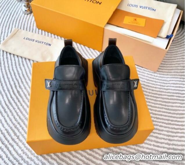 Hot Style Louis Vuitton LV Archlight 2.0 Platform Loafers in Glazed Leather Black 821048