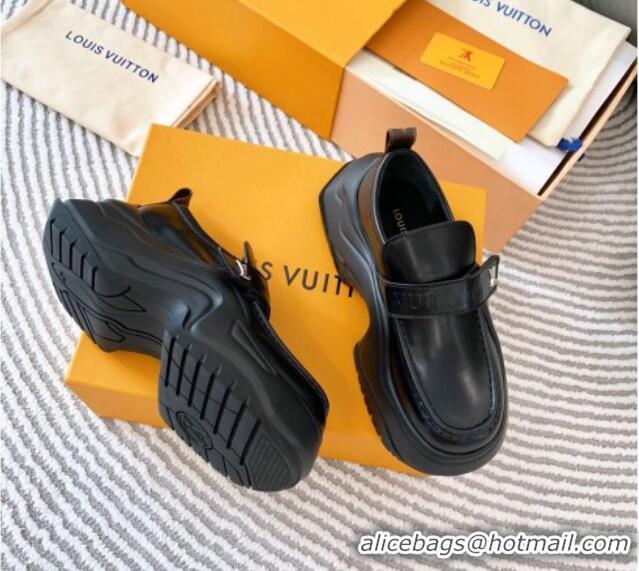 Hot Style Louis Vuitton LV Archlight 2.0 Platform Loafers in Glazed Leather Black 821048