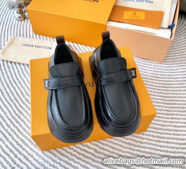 Sumptuous Louis Vuitton LV Archlight 2.0 Platform Loafers in Glazed Leather Black 821049