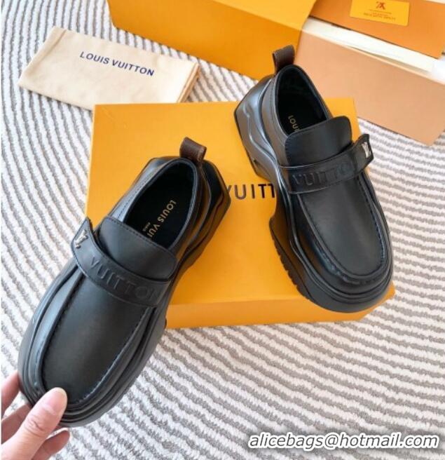 Sumptuous Louis Vuitton LV Archlight 2.0 Platform Loafers in Glazed Leather Black 821049