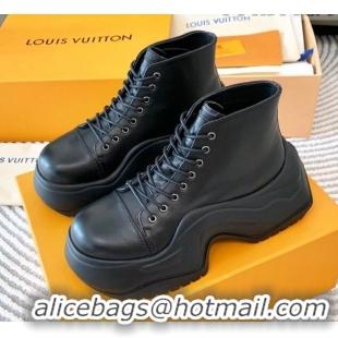 Luxury Louis Vuitton LV Archlight 2.0 Platform High Top Sneakers 6.5cm in Calfskin Leather Black 821052