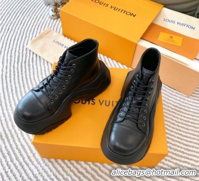 Luxury Louis Vuitton LV Archlight 2.0 Platform High Top Sneakers 6.5cm in Calfskin Leather Black 821052