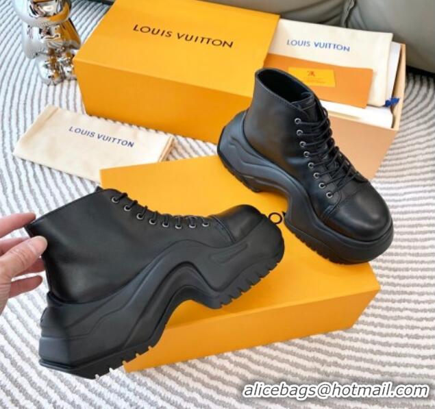 Luxury Louis Vuitton LV Archlight 2.0 Platform High Top Sneakers 6.5cm in Calfskin Leather Black 821052