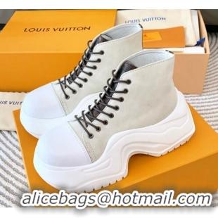 Unique Discount Louis Vuitton LV Archlight 2.0 Platform High Top Sneakers 6.5cm in Suede Light Grey 821053