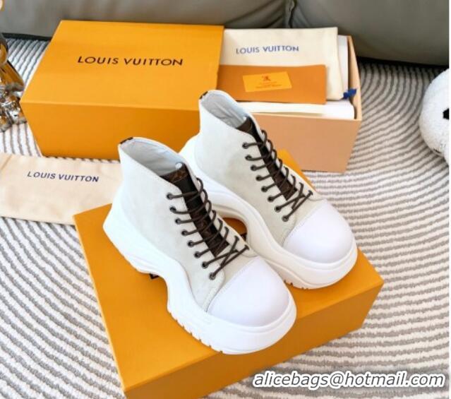 Unique Discount Louis Vuitton LV Archlight 2.0 Platform High Top Sneakers 6.5cm in Suede Light Grey 821053