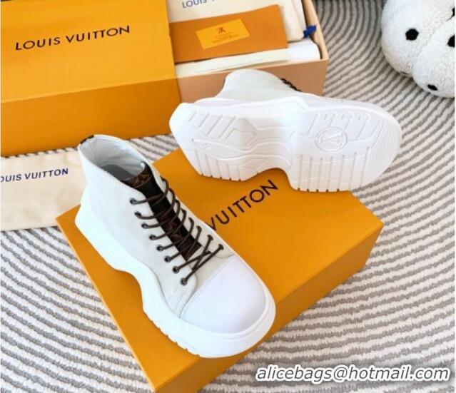 Unique Discount Louis Vuitton LV Archlight 2.0 Platform High Top Sneakers 6.5cm in Suede Light Grey 821053