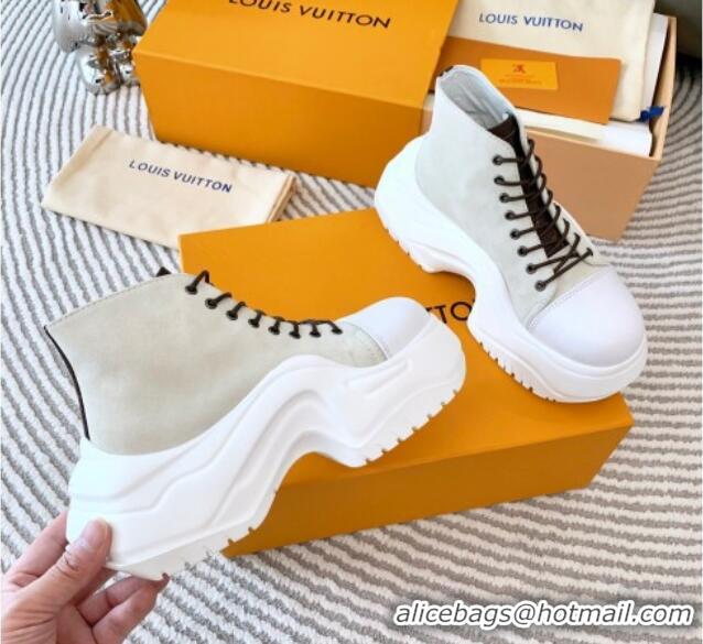 Unique Discount Louis Vuitton LV Archlight 2.0 Platform High Top Sneakers 6.5cm in Suede Light Grey 821053