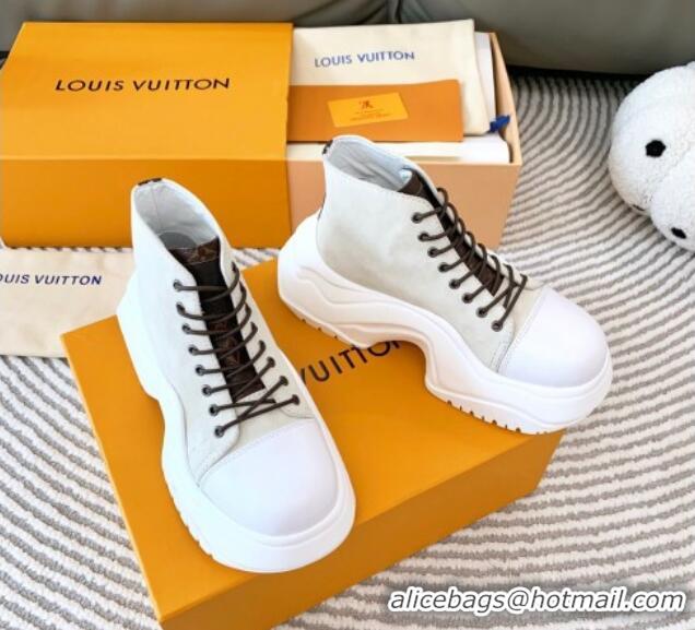 Unique Discount Louis Vuitton LV Archlight 2.0 Platform High Top Sneakers 6.5cm in Suede Light Grey 821053