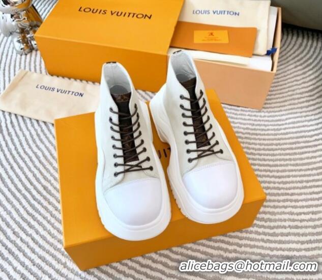 Unique Discount Louis Vuitton LV Archlight 2.0 Platform High Top Sneakers 6.5cm in Suede Light Grey 821053