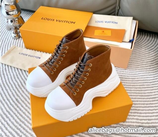 Best Price Louis Vuitton LV Archlight 2.0 Platform High Top Sneakers 6.5cm in Suede Brown 821054