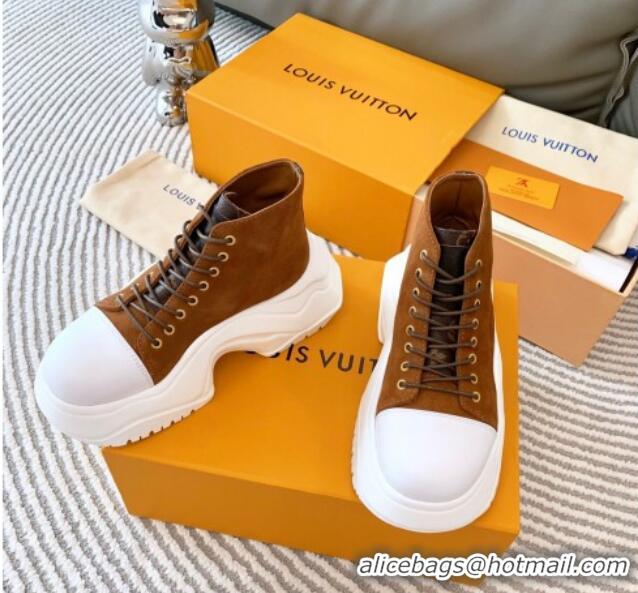 Best Price Louis Vuitton LV Archlight 2.0 Platform High Top Sneakers 6.5cm in Suede Brown 821054