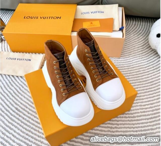 Best Price Louis Vuitton LV Archlight 2.0 Platform High Top Sneakers 6.5cm in Suede Brown 821054