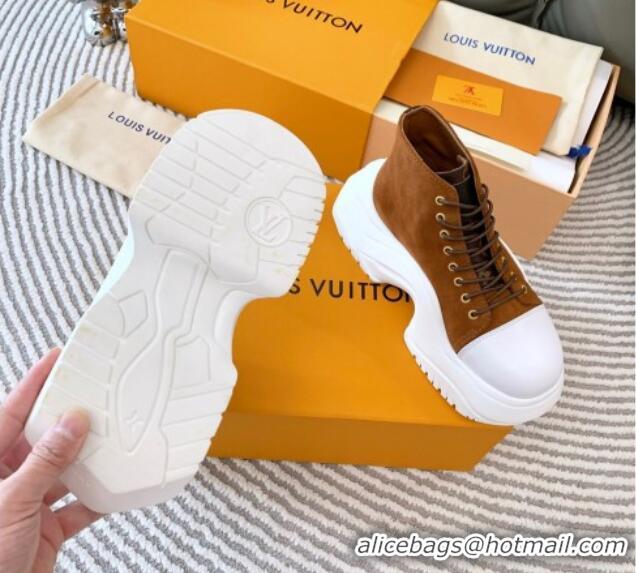 Best Price Louis Vuitton LV Archlight 2.0 Platform High Top Sneakers 6.5cm in Suede Brown 821054