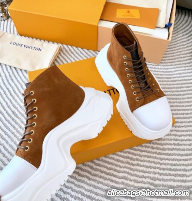 Best Price Louis Vuitton LV Archlight 2.0 Platform High Top Sneakers 6.5cm in Suede Brown 821054