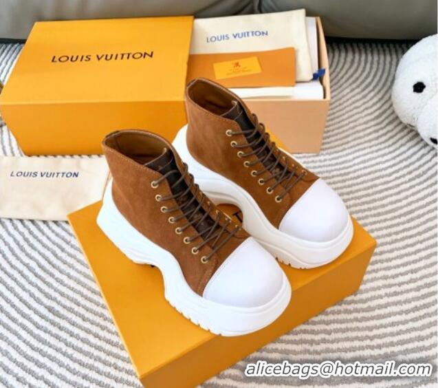 Best Price Louis Vuitton LV Archlight 2.0 Platform High Top Sneakers 6.5cm in Suede Brown 821054