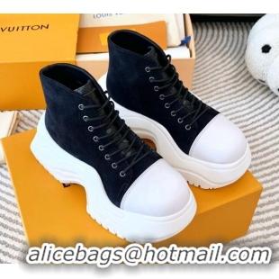 Luxury Louis Vuitton LV Archlight 2.0 Platform High Top Sneakers 6.5cm in Suede Black 821055