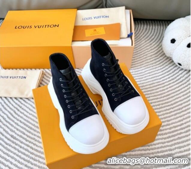 Luxury Louis Vuitton LV Archlight 2.0 Platform High Top Sneakers 6.5cm in Suede Black 821055