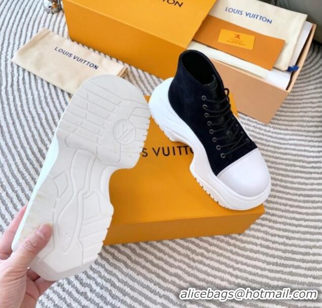 Luxury Louis Vuitton LV Archlight 2.0 Platform High Top Sneakers 6.5cm in Suede Black 821055