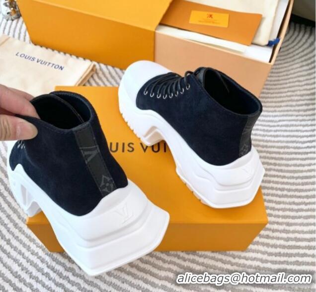 Luxury Louis Vuitton LV Archlight 2.0 Platform High Top Sneakers 6.5cm in Suede Black 821055