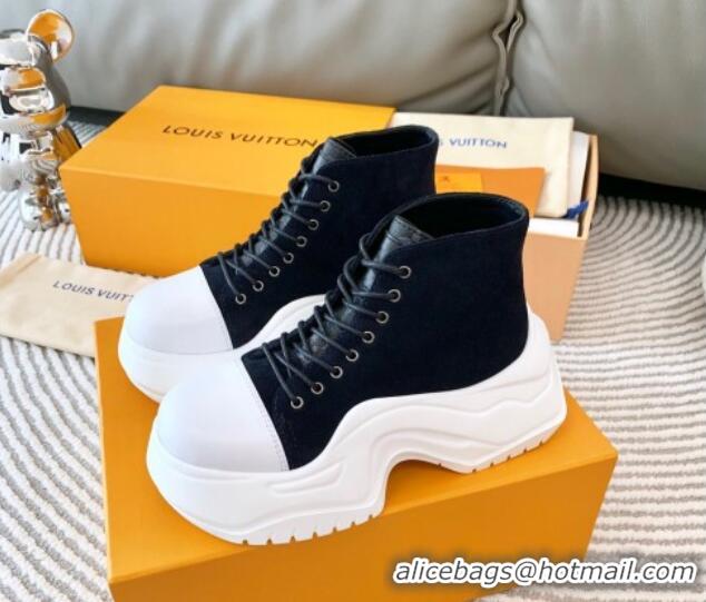 Luxury Louis Vuitton LV Archlight 2.0 Platform High Top Sneakers 6.5cm in Suede Black 821055