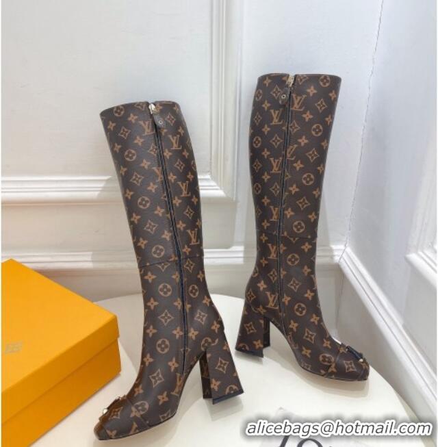 Good Product Louis Vuitton Shake Heel High Boots 9cm in Monogram Canvas 831029