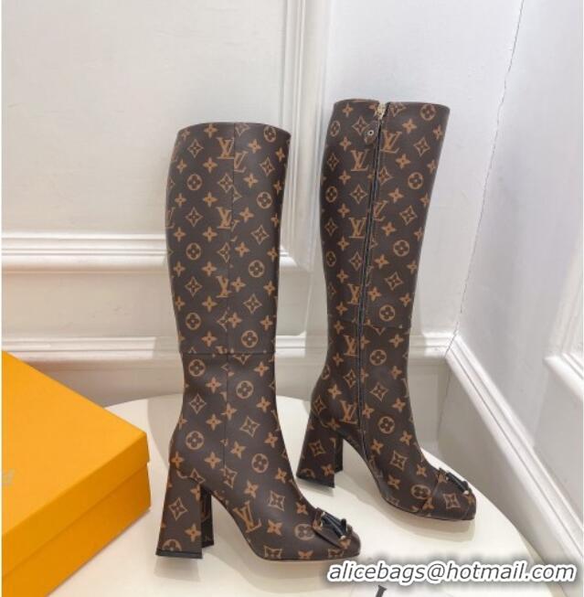 Good Product Louis Vuitton Shake Heel High Boots 9cm in Monogram Canvas 831029