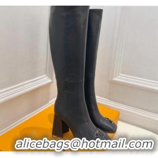 Most Popular Louis Vuitton Shake Heel High Boots 9cm in Calfskin Leather Black 831030