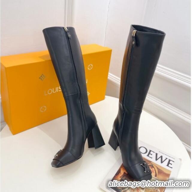 Most Popular Louis Vuitton Shake Heel High Boots 9cm in Calfskin Leather Black 831030