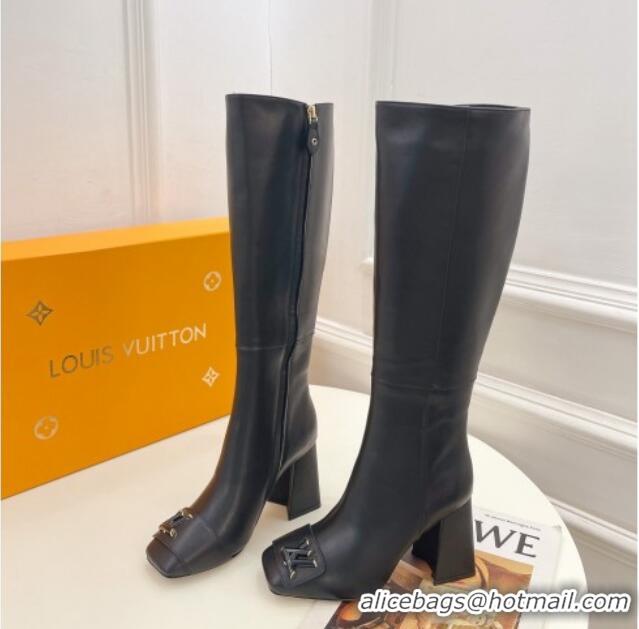 Most Popular Louis Vuitton Shake Heel High Boots 9cm in Calfskin Leather Black 831030