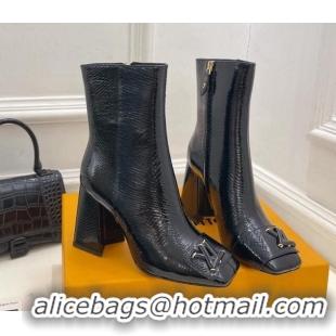 Best Grade Louis Vuitton Shake Heel Ankle Boots 9cm in Snakeskin-Like Leather Black 831037