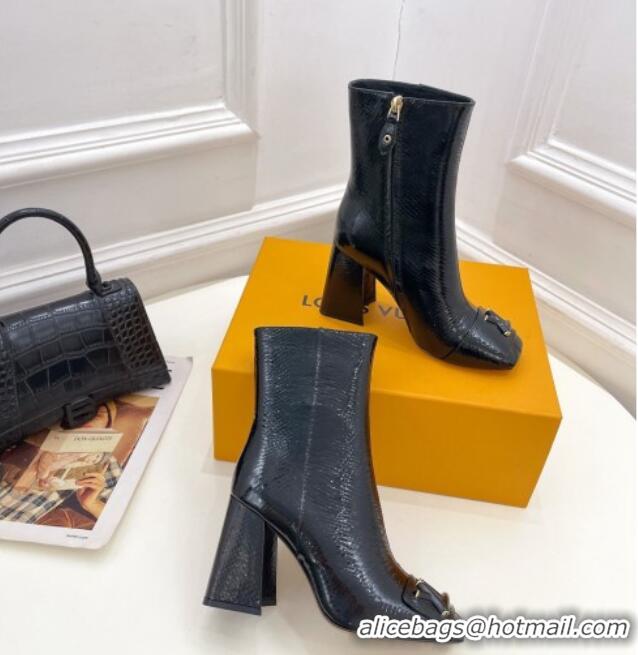 Best Grade Louis Vuitton Shake Heel Ankle Boots 9cm in Snakeskin-Like Leather Black 831037