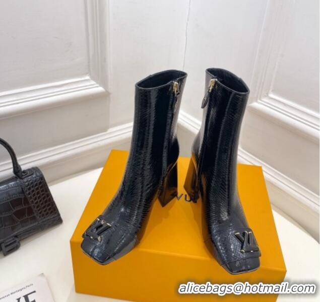 Best Grade Louis Vuitton Shake Heel Ankle Boots 9cm in Snakeskin-Like Leather Black 831037