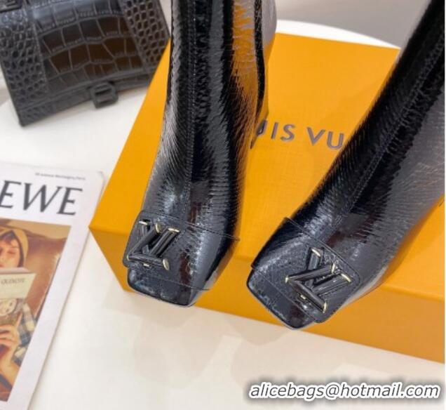 Best Grade Louis Vuitton Shake Heel Ankle Boots 9cm in Snakeskin-Like Leather Black 831037