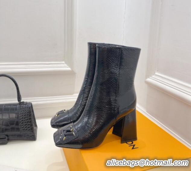 Best Grade Louis Vuitton Shake Heel Ankle Boots 9cm in Snakeskin-Like Leather Black 831037