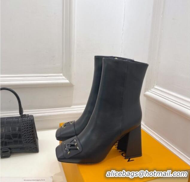 Sumptuous Louis Vuitton Shake Heel Ankle Boots 9cm in Calfskin Leather Black 831039