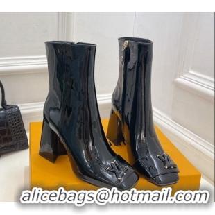 Classic Hot Louis Vuitton Shake Heel Ankle Boots 9cm in Patent Leather Black 831040