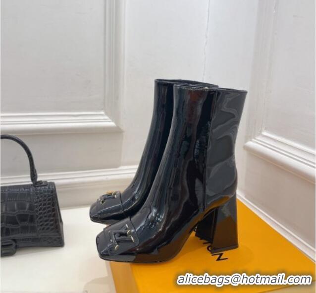 Classic Hot Louis Vuitton Shake Heel Ankle Boots 9cm in Patent Leather Black 831040