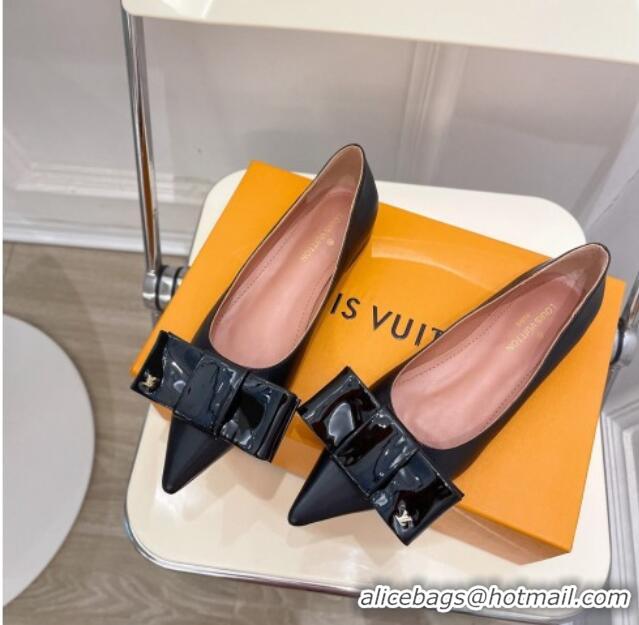 Charming Louis Vuitton Blossom Flat Ballerinas in Calf Leather Black 1ACART