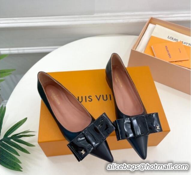 Charming Louis Vuitton Blossom Flat Ballerinas in Calf Leather Black 1ACART