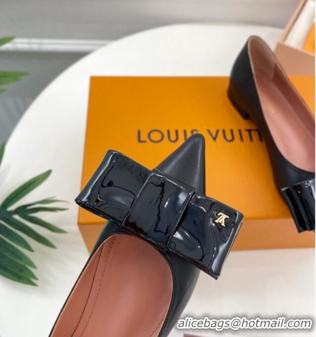 Charming Louis Vuitton Blossom Flat Ballerinas in Calf Leather Black 1ACART