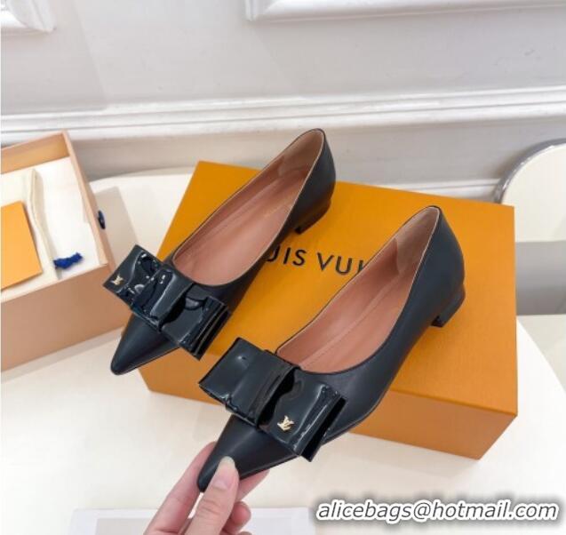 Charming Louis Vuitton Blossom Flat Ballerinas in Calf Leather Black 1ACART