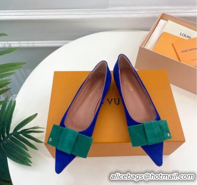 Lowest Price Louis Vuitton Blossom Flat Ballerinas in Suede Blue/Green 1ACART