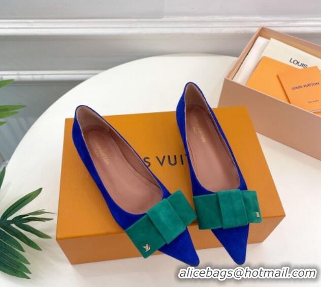 Lowest Price Louis Vuitton Blossom Flat Ballerinas in Suede Blue/Green 1ACART