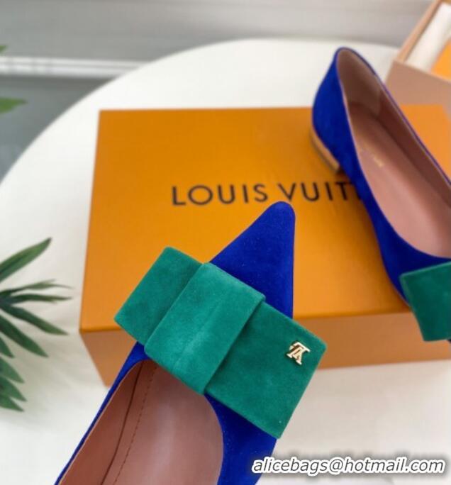 Lowest Price Louis Vuitton Blossom Flat Ballerinas in Suede Blue/Green 1ACART