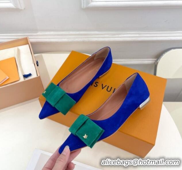 Lowest Price Louis Vuitton Blossom Flat Ballerinas in Suede Blue/Green 1ACART