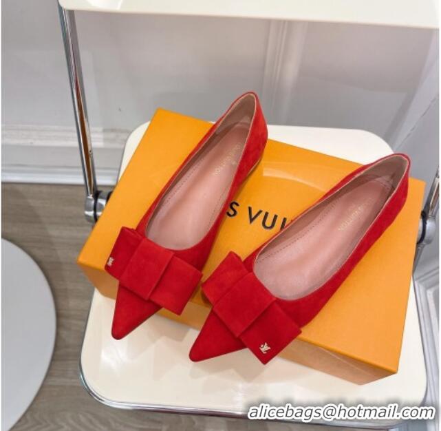 Sumptuous Louis Vuitton Blossom Flat Ballerinas in Suede Red 1ACART