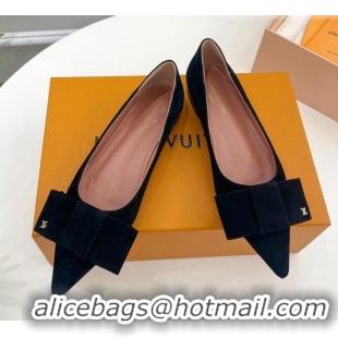 Unique Style Louis Vuitton Blossom Flat Ballerinas in Suede Black 1ACART